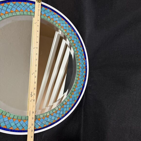 24'' Mosaic Wall Turquiose Mirror Round Decor Colorful Bathroom Living Hallway - Picture 6 of 7